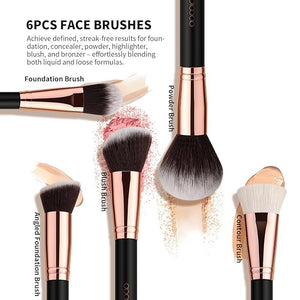 docolor Makeup Brush Set Professional 15 PCS Black Wood Handle Makeup Brushes Premium Cruelty-Free Synthetic Fiber Hair Travel Make up Brushes Set with Case