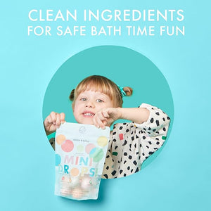 Dabble &amp Dollop Mini Bath Bombs 100% Natural Droplets for Kids Fresh Fruit Scents - Resealable Pouches Fizzy Moisturizing &amp Fun Vegan Gluten-Free Cruelty-Free (Set of 24)