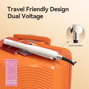 Small Flat Iron 1/2 inch Pencil Flat Iron for Edge Short Hair Pixie Cut and Bangs French bob Iron for Edges with Anti-Pinch Designwith Anion Function-Dual Voltage for Travel (White)