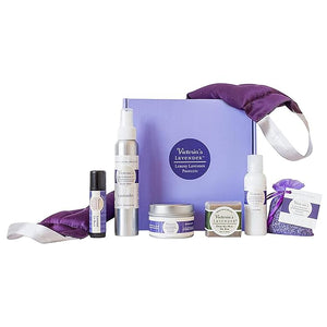 Victoria's Lavender Luxury Gift Basket for Women - Neck Wrap Body Mist Hand &amp Body Lotion Lip Balm Soy Candle Mud Spa Bar &amp Lavender Sachet Skin Care Sets Made in USA Beauty Products Fo