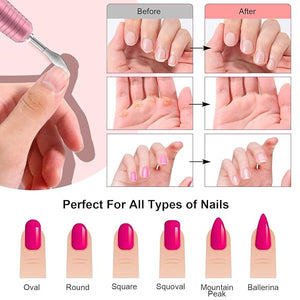 PELCAS Cordless Electric Nail Drill Professional Portable Manicure Nail Drill Kit 20000RPM Rechargeable 5 Adjustable Speeds LCD Display 11 Attachments for Acrylic Nails Polishing Nail Art
