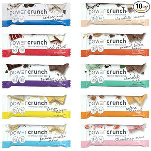 Power Crunch Whey Protein Bars, Variety Sampler Pack - 10 Flavors 1.4 Ounce Bars (10 Count) By Veher
