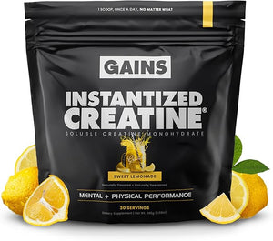 Gains in Bulk Instantized Creatine Monohydrate for Women and Men Soluble Pre Workout Powder Supports Muscle Building Strength and Performance Bodybuilding Supplements Sweet Lemonade 30 Servings