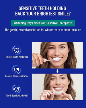 MySmile 7 Treatment Prefilled Teeth Whitening Trays 12% Hydrogen Peroxide and Fluoride Free Nano Hydroxyapatite Toothpaste Combo for Sensitive Teeth Relief Enamel Repair and Teeth Remineralization