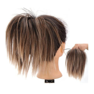 SONGCHAO Fake Hair Bun Short Ponytail Extensions Synthetic Straight Hair Hair Bun with Elastic Band Hair Accessories Women Wig Hair Bun Hair Accessories (Color : F)
