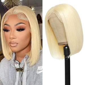 613 Bob Wig Human Hair Blonde Bob Wig HD Lace Front 13X4 HD Transparent lace Front Bob Wig Human Hair for Black Women Natural Hairline 14 inch
