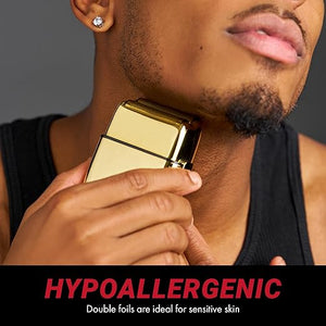 METALFX Double Foil Shaver Handheld Electric Razor for Travel Portable Cordless Close Face Shaver for Head Beard &amp Neck