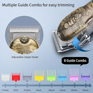 Hair Clippers for MenProfessional Hair Cutting KitCordless Barber Clipper and T-Blade Beard Trimmer Set (Gold-1)
