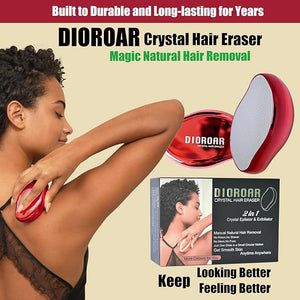 Crystal Hair Eraser,Upgrade Crystal Hair Remover,Physical Nano Glass Hair Removal Device,Painless Epilator and Exfoliator Without Shaver for Quick Soft Silky Skin(Red)