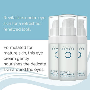 Noche Y Dia Caviar Eye Contour for Mature Skin - Made in Spain - Anti Aging Cream with Hyaluronic Acid - Targets Wrinkles Bags Puffiness Circles - 30mL (1.02 fl oz)