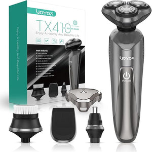 VOYOR Electric Razor for Men Cordless Shavers for Shaving with face sideburn Nose Ear Hair ?Rechargeable Wet Dry Waterproof TX410 New (New Version-Grey)