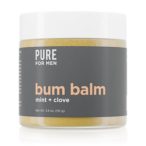 Pure for Men Bum Balm | Raw Lotion for Men | All Purpose Skin Hydration and Deodorizing Balm | Raw Shea Butter Mint and Clove | 3.8 oz.