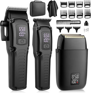Professional Hair Clipper for Men, 3 in 1 Hair Clipper Beard Trimmer and Electric Foil Shaver Set with LED Display, Cordless Grooming Kit for Home, Travel, Barber, Ideal Gift for Him