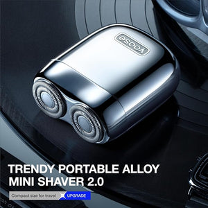 yoose Alloy Mini Shaver Portable Electric Razor for Men Waterproof Dry Shave Cordless 60 Mins Runtime USB-C Rechargeable Easy Cleaning Magnetic Detachable Head Travel Shaver with Case Silver
