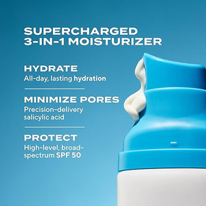 Murad Superactive Mattifying Oil and Pore Control Moisturizer SPF 50 - Shine Free Hydrating Facial Sunscreen Supercharged with Salicylic Acid To Smooth Texture and Minimize Look of Pores - 1.7Fl Oz