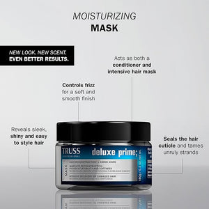 TRUSS Deluxe Prime + Mask - Deep Conditioning Hair Mask for Damaged Hair - Targeted Care for Dry Brittle &amp Discoloured Strands - Frizz Control &amp Breakage Defense (6.35 Oz)