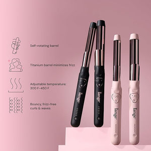 L'ANGE HAIR Le Pirouette 32MM Titanium Rotating Curling Iron Self-Rotating Curler | Curls and Waves for Beginners and Pros | Premium Titanium 1.25 Inch Barrel | Black