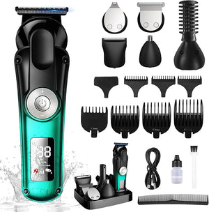 BILLAR 6 in 1 Professional Mens Grooming Kit for Mustache,Body, 17 Piece All-in-One Mens Grooming Kit and Hair Clipper, Nose, Ear,Body and Face, Electric Razor with Type-C Recharge Dock