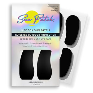Sun Patch Hypoallergenic Sun-Screen Under Eye Patches 100% Silicone UPF-50 UV Protection Reusable 1 Pack/4 Pairs Black