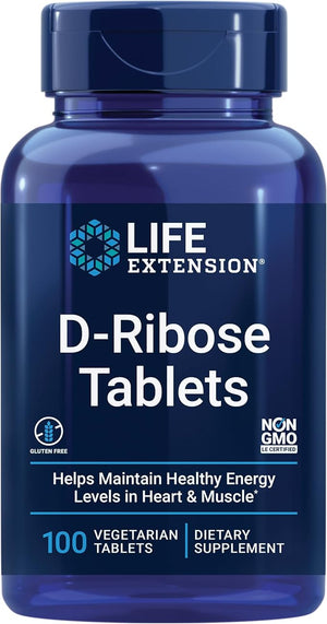 Life Extension D-Ribose Tablets Plus Calcium Helps Maintain Healthy Energy Levels in Heart and Muscle Encourages The Production of ATP Gluten-Free Non-GMO Vegan 100 Vegetarian Tablets