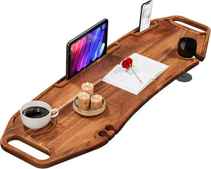 Lush &amp; Style Premium Large Bathtub Tray Large &amp; Thick 35x10 Inch, Acacia Wood Luxury, Waterproof, Non-Toxic, Adjustable Legs, No Tools Required,Caddy Tray, Luxury Bath Accessories,New Home Ess