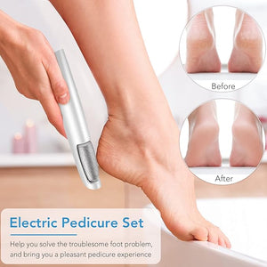 LINKEVAP Electric Callus Remover for Feet, Professional Pedicure Kit Foot Scrubber for Dry, Dead, Cracked, Hard Skin, at Home Feet Spa Care Kit for Men &amp; Women (Cold White)