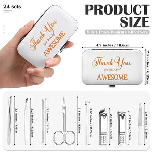 Therwen 24 Sets Christmas Manicure Set Stainless Steel Nail Clippers 8 in 1grooming Nail Kit Employee Appreciation Gift Professional Pedicure Tool for Men Women Coworker Personal Care(White)