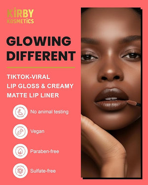 Lip Kit Duo ? Glowing Different - TikTok-Viral Precision Liner &amp; Glossy Liquid Lipstick, Clean 2-Step Set with Hydrating Long-Wear Color ? Bold Inclusive Beauty for Everyday Konfidence
