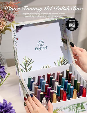 Beetles Winter Gel Polish Set - Winter Fantasy Collection, 35PCS HEMA-Free 10ml Soak Off UV LED Gel Nail Kit, Berry Red Caramel Colors with Base Top Coat &amp; Cuticle Oil Christmas Gift