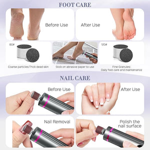 Electric Foot Callus Remover 2 in 1 Callus Remover for Feet 9 Adjustable Speeds with Sandpaper Disk and Nail Drill Bits Digital Display Rechargeable Pedicure Tools for Dead Skin(Gray)