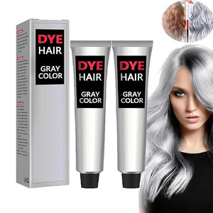 Silver Gray Natural Hair Dye Cream Silver Gray Hair Dye Fashion Permanent Hair Dye Light Gray Silver Color Cream Silver Hair Dye Silver Gray Hair Dye Cream for All Hair Types (Silver 2PCS)