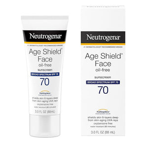 Neutrogena Age Shield Anti-Oxidant Face Lotion Sunscreen with Broad Spectrum SPF 70 Oil-Free &amp Non-Comedogenic Moisturizing Sunscreen to Prevent Signs of Aging 3 fl. oz (Pack of 2)