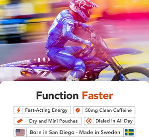 Nectr Energy 50mg Caffeine Pouches - Fresh Mint Flavored, Sugar-Free Brain Treats. 20x Mini Nicotine-Free Pouches Per Puck. Fast Focus &amp; Energy Supplement - 4 Pack