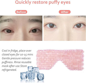 ideayard Rose Quartz Eye Mask Cooling Eye Mask 100% All Natural Crystal Mask for Facial Puffy Eyes Reusable