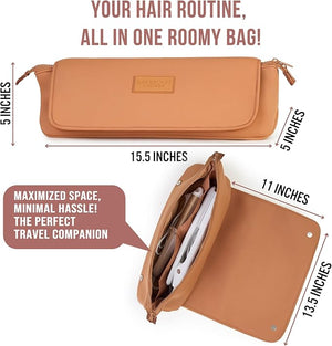 BAREFOOT CARIBOU Hair Tools Travel Bag and Heat Resistant Mat for Flat Irons, Straighteners, Curling Iron, and Haircare Accessories, 2-in-1 design, with Interior Pockets, Portable Organizer