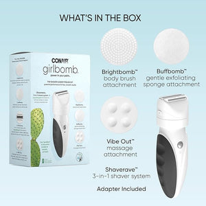 Conair GIRLBOMB Shaver for Women and Body Buffer Wet/Dry Lithium Ion Rechargeable