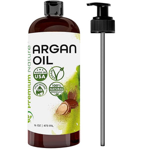 Argan Oil for Dry Damaged Curly and Frizzy Hair Growth - Organic Hair and Skin Serum from Morocco 16 oz Pure Cold Pressed