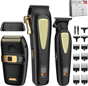 Professional Hair Clippers for ManHair Clippers Electric Shavers Razor T-Blade Hair Trimmer 3 in 1 Cordless Barber Trimmer Bald Shavers LED Display Gifts