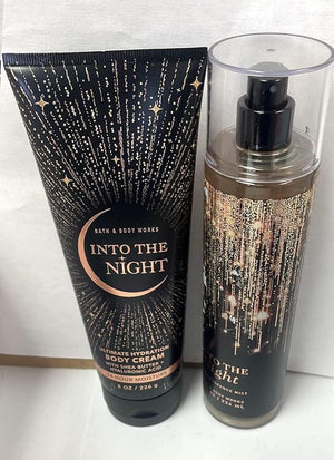 Bath &amp Body Works - Into the Night - Fine Fragrance Mist and Ultra Shea Body Cream - Full Size (Packaging Varies)