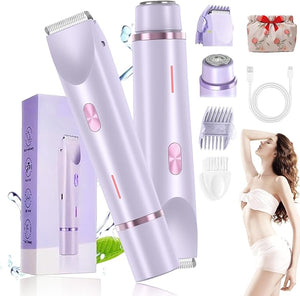 Razor - Bikini Trimmer for Women 2025 New Ultimate 2-in-1 Body Shaver with Removable Head Painless Hair Removal Wet &amp Dry for Leg Arm Underarm Bikini Area (Purple)