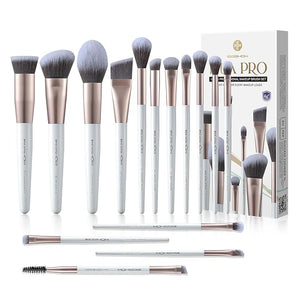 EIGSHOW Makeup Brushes Set 15Pcs Professional Make Up Brush with Silver Ion Bristles for Foundation Powder Blush Highlighter Concealer Eyeshadow Eyeliner Travel Gift Set (Champaign Gold)