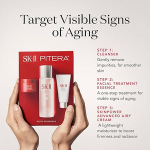 SK-II Youth Essentials Skin Care Set - Includes Facial Cleanser, Facial Essence &amp; SKINPOWER Face Cream - Anti Aging Skin Care Set to Reduce Fine Lines &amp; Improve Uneven Texture (3 Count)