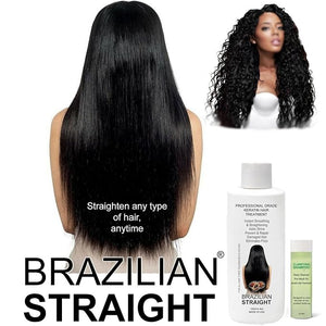 Real BRAZILIAN STRAIGHT Keratin Straightening Treatment Kit Pro Result Keratin Protein Arganoil Collagen Amino Acid Straight shiny Hair Salon Results Lasts 3-9 months All Hair thicknesses, colors