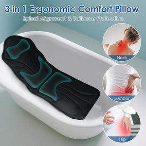 Atsuwell Full Body Bath Pillow for Bathtub Ergonomic Bathtub Cushion for Neck Waist Hip Support Luxury 3D Mesh Shower Pillow with Non-Slip Suction Cups &amp Dual Hooks Pressure Relief 51'' x17'