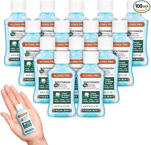100 Pack Mini Mouthwash Travel Size BulkPortable Mint Mini Mouthwash Bulk 35ml/1.2 Fl Oz Individual Small Mouth Wash for TravelHotelOfficeToiletry Kits