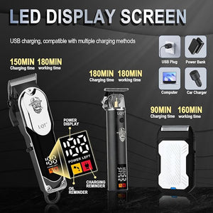 Professional Cordless Hair Clippers for Men - LED Display Hair Trimmer &amp; Beard Trimmer Kit, Rechargeable Hair Cutting Machine with Precision Blades, Gifts for Dad Father's Day, Christmas