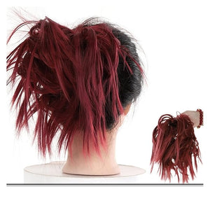 EARSHOT Hair Buns Hair Piece Messy Bun Hair Slice Ponytail Hair Extensions with Elastic Rubber Band Synthetic Fluffy Bun Women Wig Hair Bun Hair Accessories For Girls (Color : 0019)