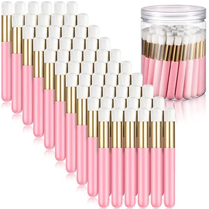 Patelai 60 Pieces Lash Shampoo Brushes with Container Eyelash Extension Cleansing Brush Nose Pore Cleaning Tool Peel off Blackhead Removing Tool Cosmetic Lash Cleanser Facial Cleansing(Pink)