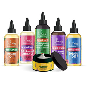 Wini by Locsanity Loose Natural Haircare Bundle for Healthy Moisturized Hair - Pomade Growth Oil Jamaican Castor oil Coconut Oil Jojoba Oil Argan Oil