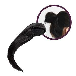 Sue's Collection Natural Human Skinny Hair Buns Piece Human Hair Bun Extension Mesh Donut for Women with Thin Hair, Soft and Real Human Hair Bun Hair Pieces Girls and Women - Black 1